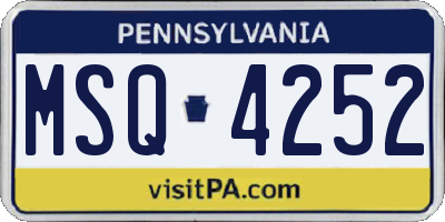 PA license plate MSQ4252