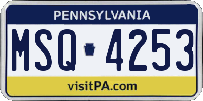PA license plate MSQ4253
