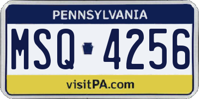 PA license plate MSQ4256