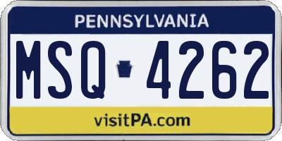 PA license plate MSQ4262
