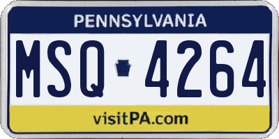 PA license plate MSQ4264