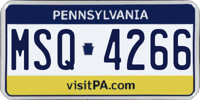 PA license plate MSQ4266