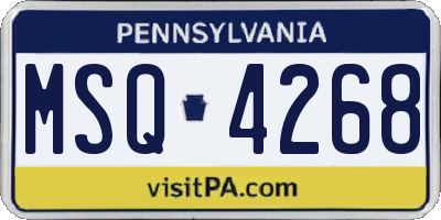 PA license plate MSQ4268