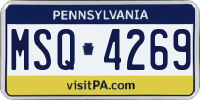 PA license plate MSQ4269