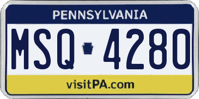 PA license plate MSQ4280