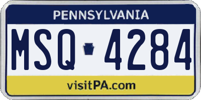 PA license plate MSQ4284