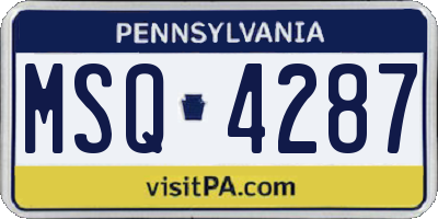 PA license plate MSQ4287