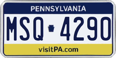 PA license plate MSQ4290