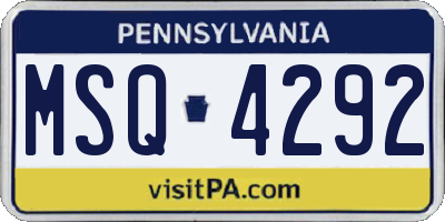 PA license plate MSQ4292
