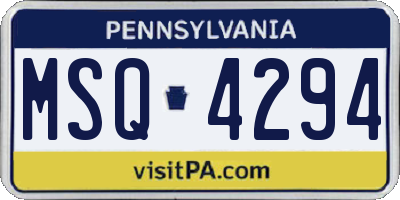 PA license plate MSQ4294