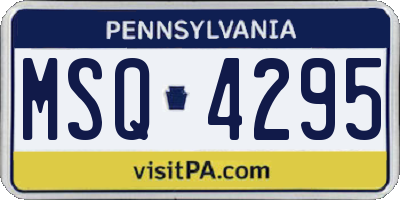 PA license plate MSQ4295