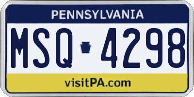 PA license plate MSQ4298