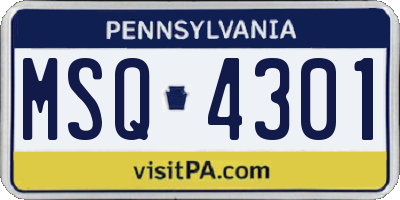 PA license plate MSQ4301