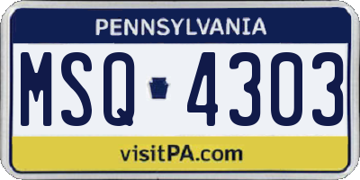 PA license plate MSQ4303