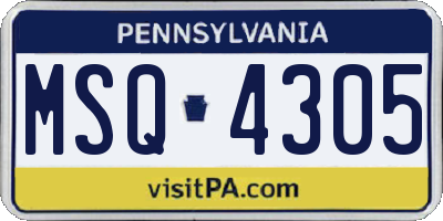 PA license plate MSQ4305