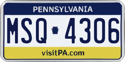 PA license plate MSQ4306