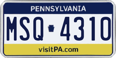PA license plate MSQ4310