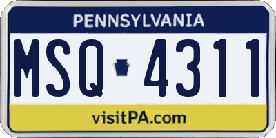 PA license plate MSQ4311