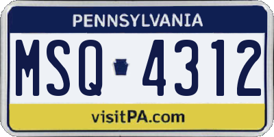 PA license plate MSQ4312