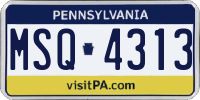 PA license plate MSQ4313