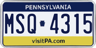 PA license plate MSQ4315