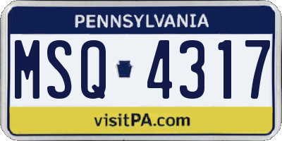 PA license plate MSQ4317