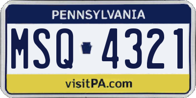 PA license plate MSQ4321