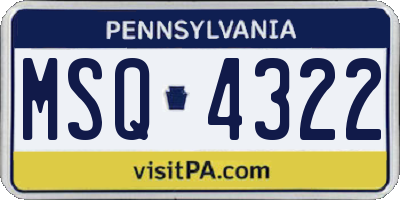 PA license plate MSQ4322
