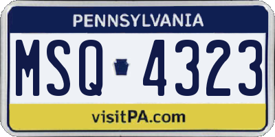 PA license plate MSQ4323