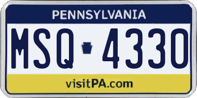 PA license plate MSQ4330