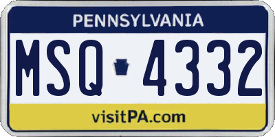 PA license plate MSQ4332