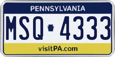 PA license plate MSQ4333