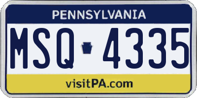 PA license plate MSQ4335