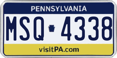 PA license plate MSQ4338