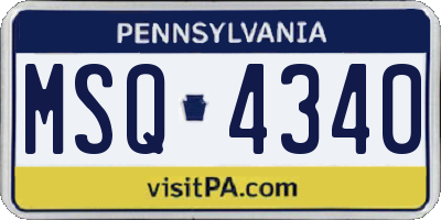 PA license plate MSQ4340