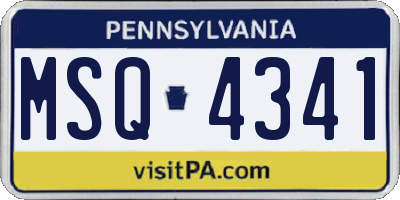 PA license plate MSQ4341