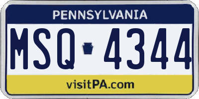 PA license plate MSQ4344