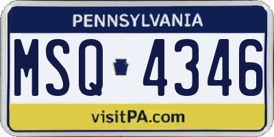 PA license plate MSQ4346