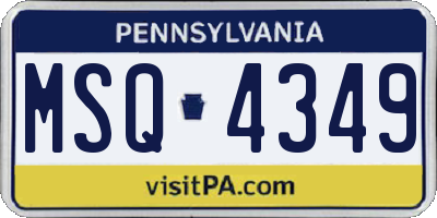 PA license plate MSQ4349