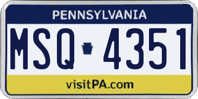 PA license plate MSQ4351