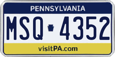 PA license plate MSQ4352
