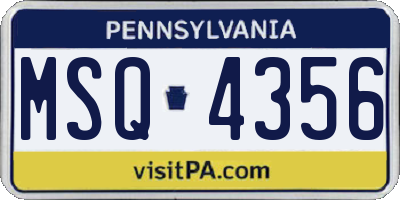 PA license plate MSQ4356
