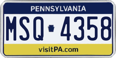 PA license plate MSQ4358
