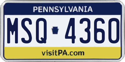 PA license plate MSQ4360