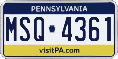 PA license plate MSQ4361