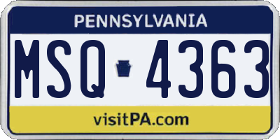 PA license plate MSQ4363