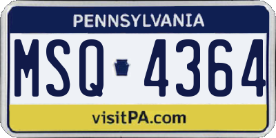 PA license plate MSQ4364
