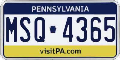 PA license plate MSQ4365
