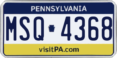 PA license plate MSQ4368