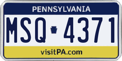 PA license plate MSQ4371